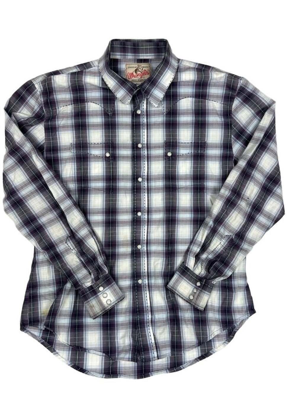 Wrangler Western Plaid Shirt Size XL Purple Long Sleeve